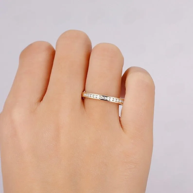 0.16CTW Channel Set Lab Grown Diamond Stackable Ring