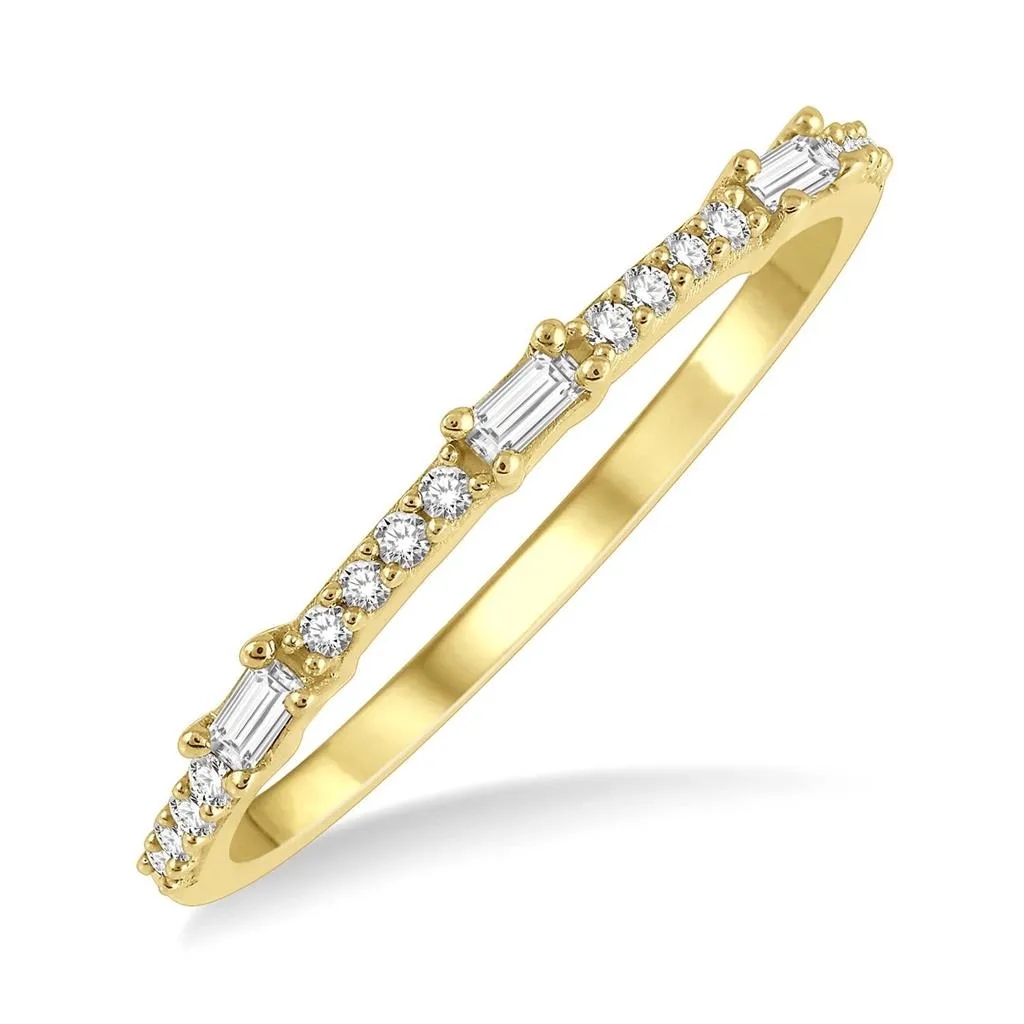 10K Yellow Gold Stackable Petite Baguette Diamond Fashion Ring