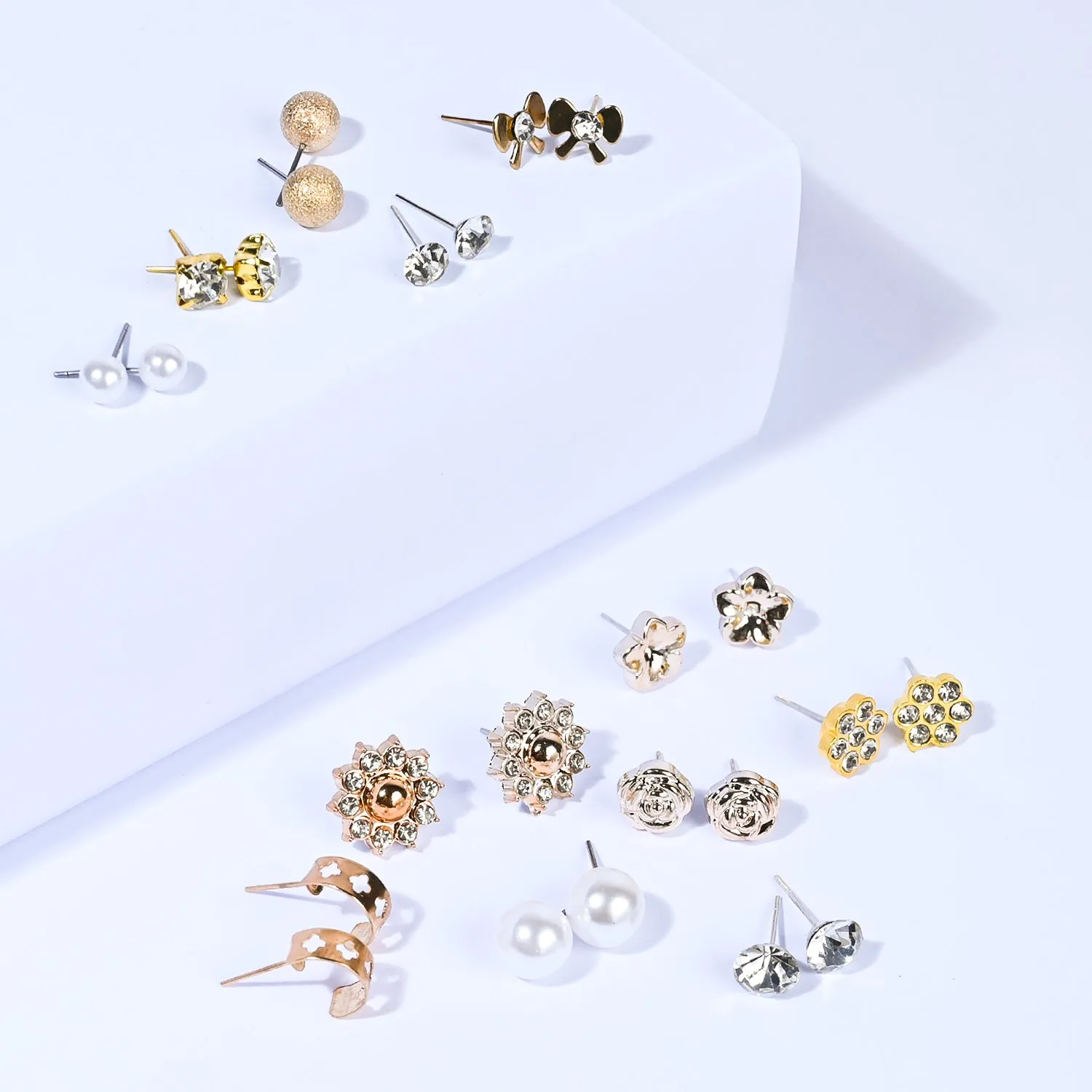 12 Pairs Charming Ears Studs/Tops For Girls