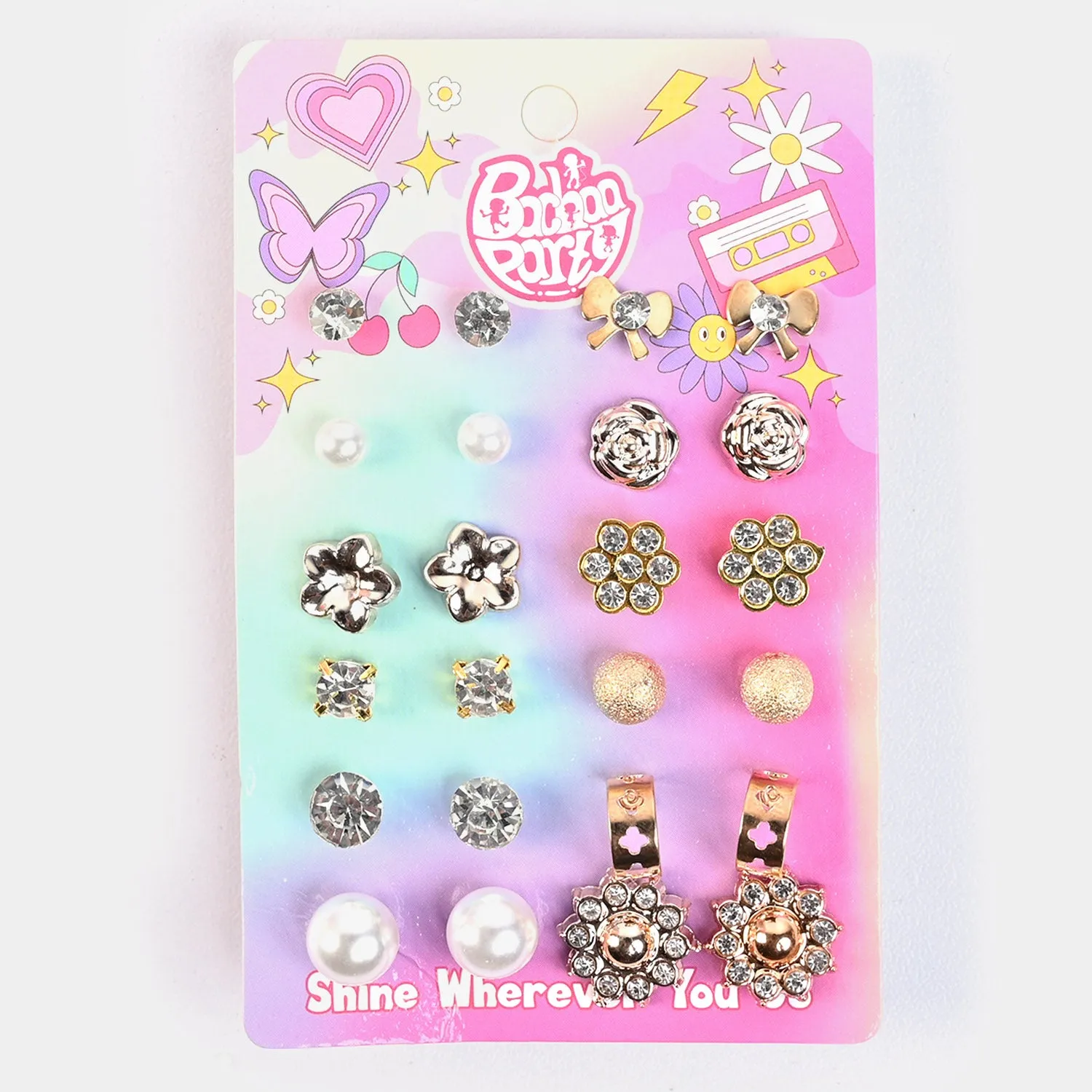 12 Pairs Charming Ears Studs/Tops For Girls