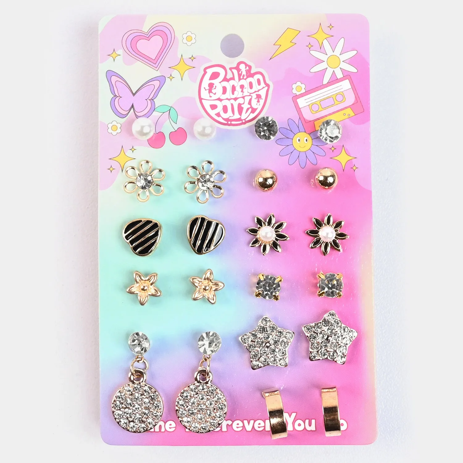 12 Pairs Charming Ears Studs/Tops For Girls