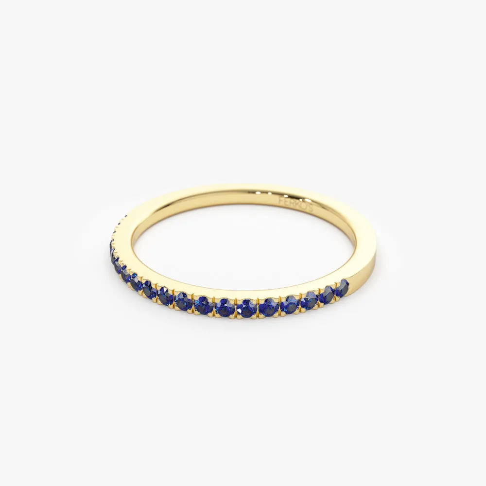 14k Half Eternity Blue Sapphire Ring