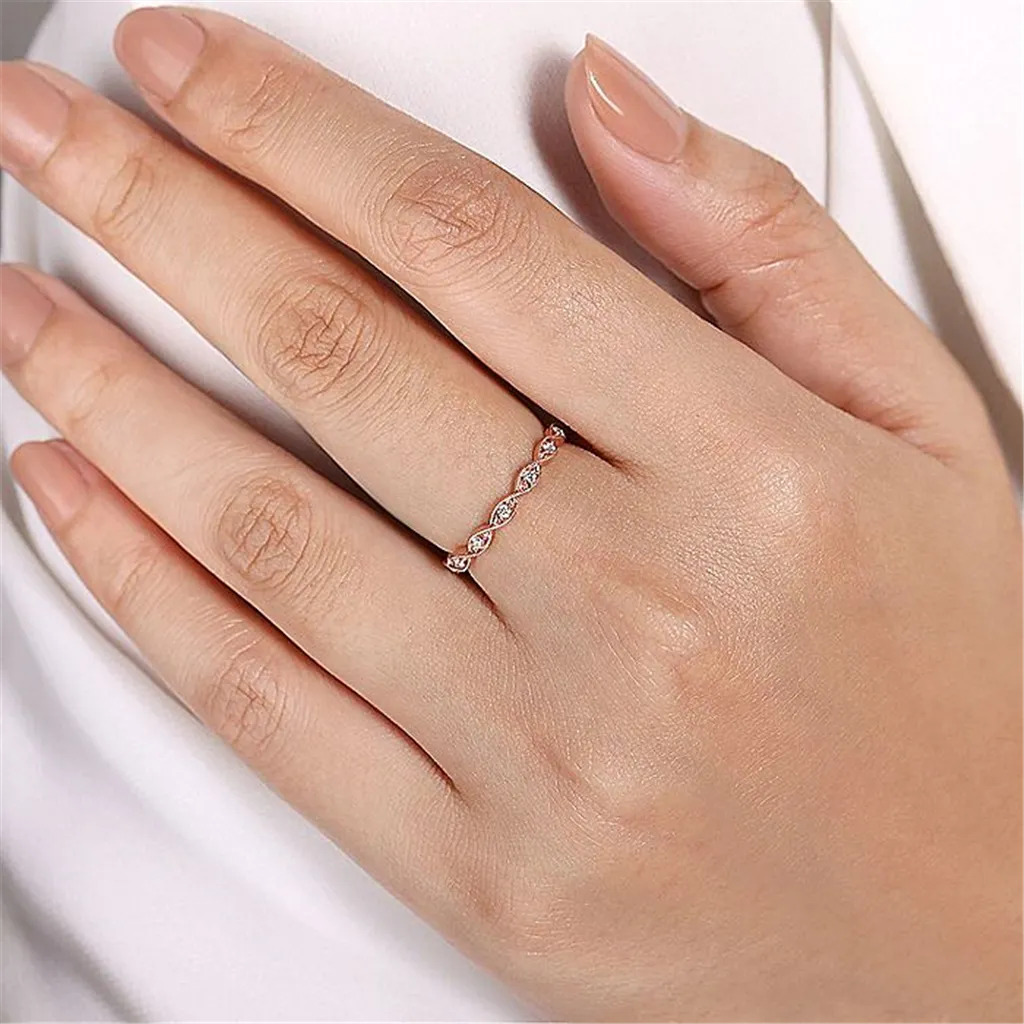 14K Rose Gold Diamond Stackable Ring