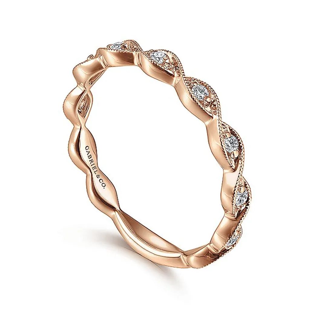 14K Rose Gold Diamond Stackable Ring