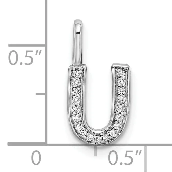 14K White Gold Diamond 0.063-CT Lower Case Style U Initial Charm