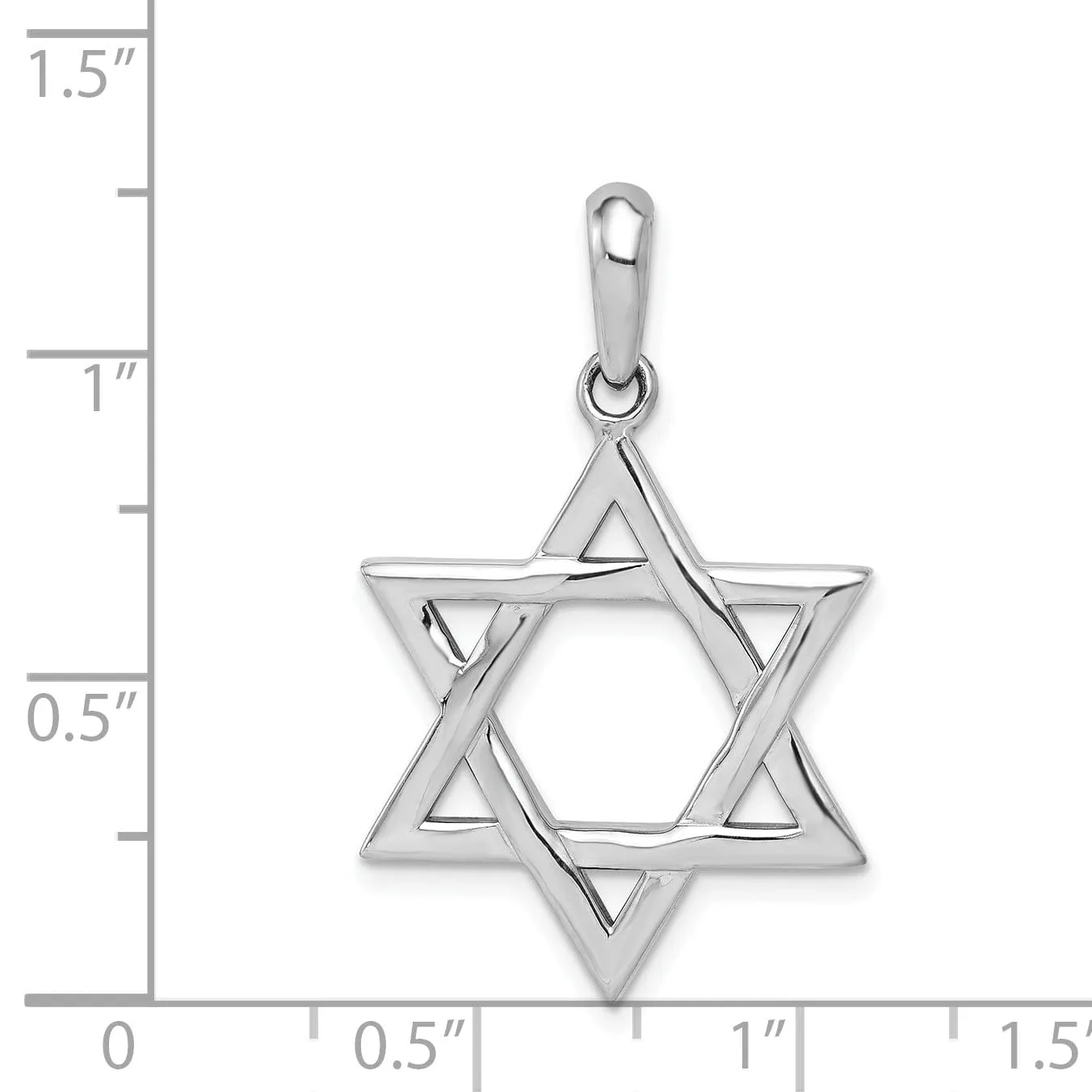 14K White Gold Polished Finish Closed Back Star of David Charm Pendant