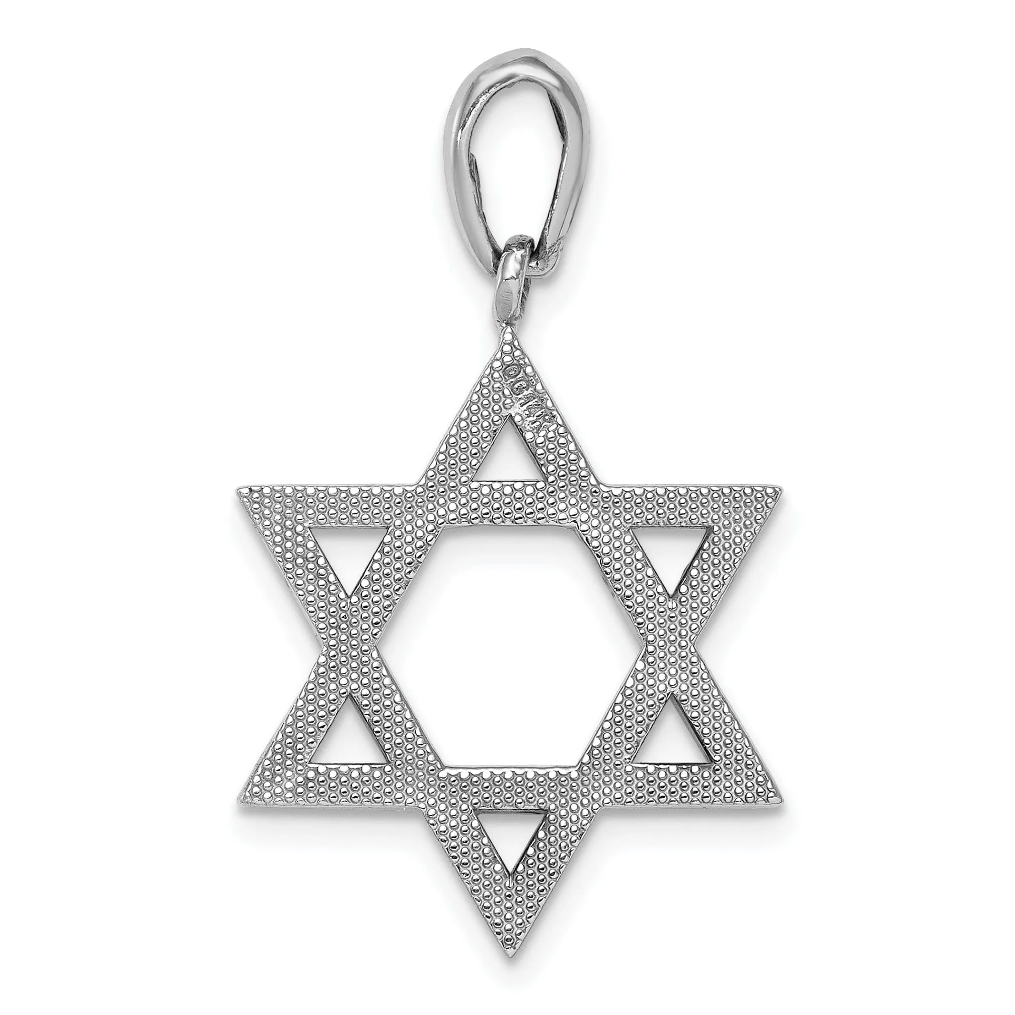 14K White Gold Polished Finish Closed Back Star of David Charm Pendant