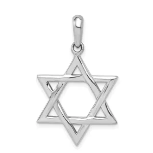 14K White Gold Polished Finish Closed Back Star of David Charm Pendant