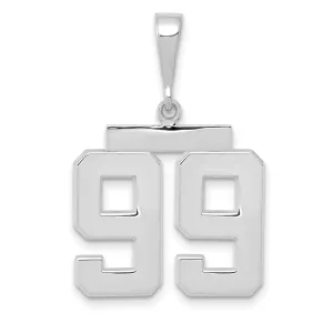 14k White Gold Polished Finish Medium Size Number 99 Charm Pendant