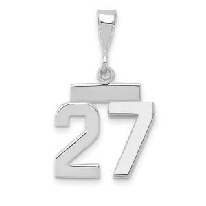 14k White Gold Polished Finish Small Size Number 27 Charm Pendant