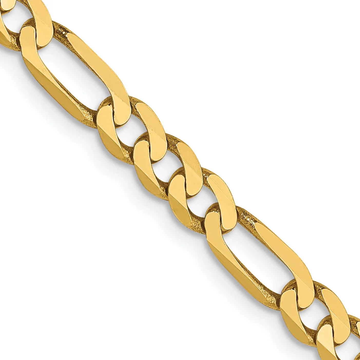 14k Yellow Gold 4mm Flat Figaro Chain