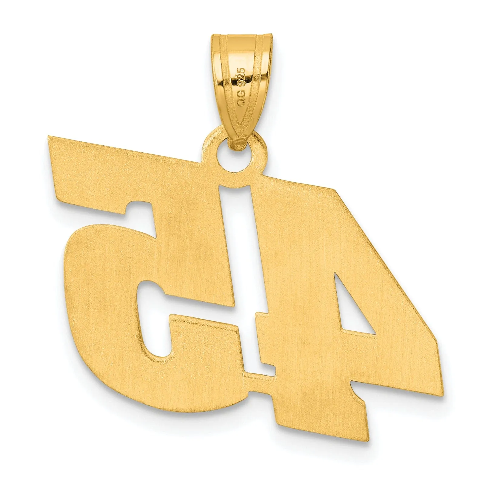 14k Yellow Gold Polished Finish Block Script Design Number 45 Charm Pendant