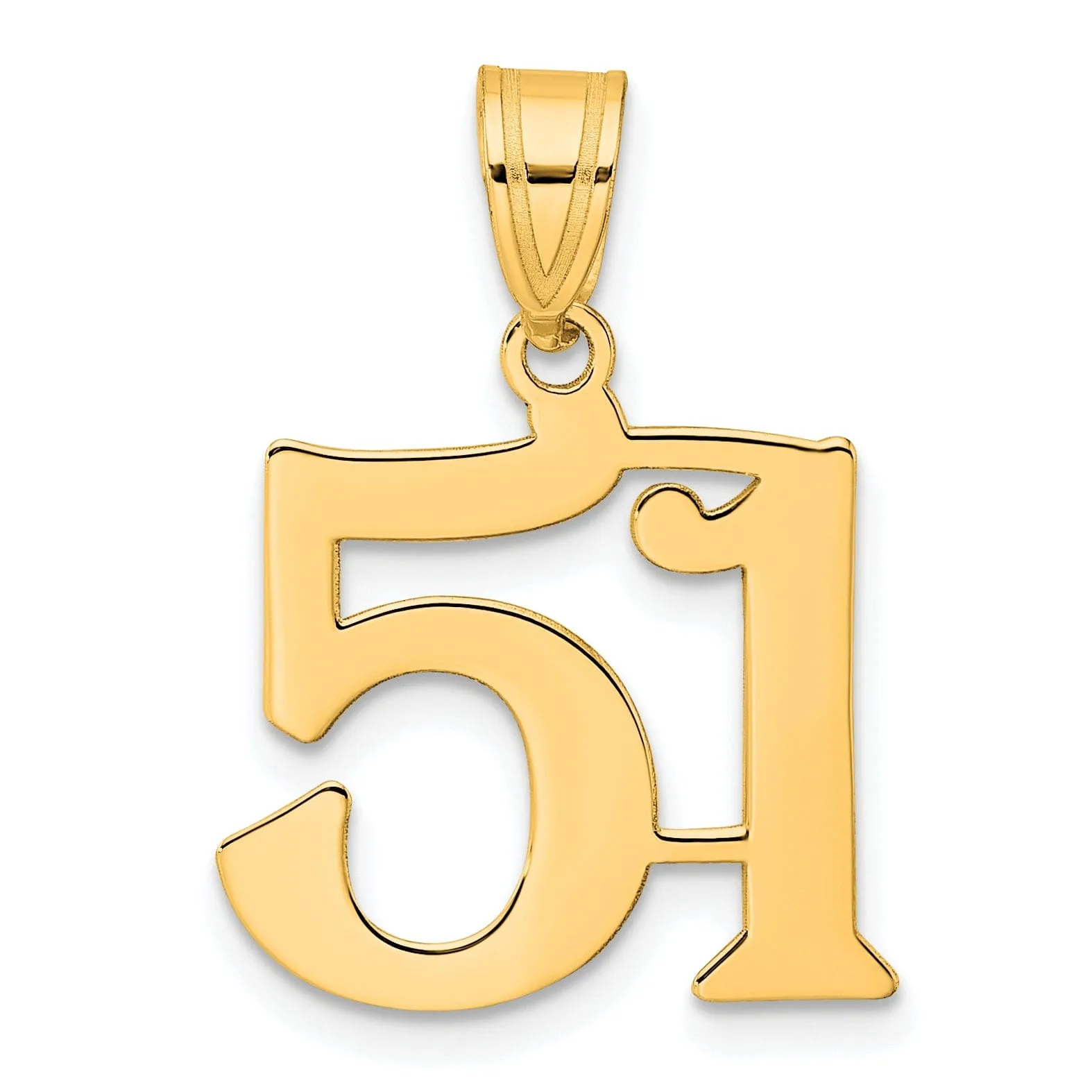 14k Yellow Gold Polished Finish Number 51 Charm Pendant