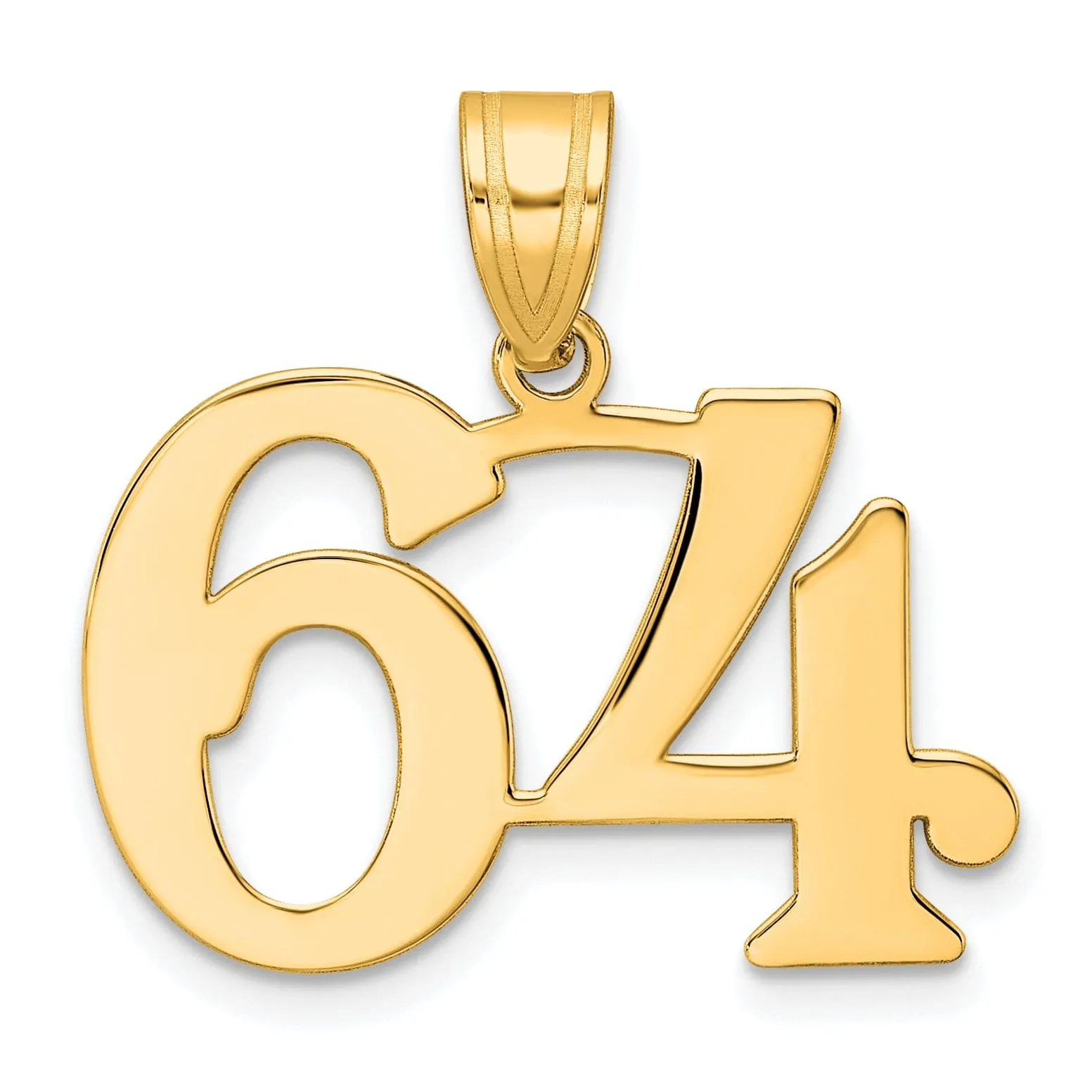 14k Yellow Gold Polished Finish Number 64 Charm Pendant