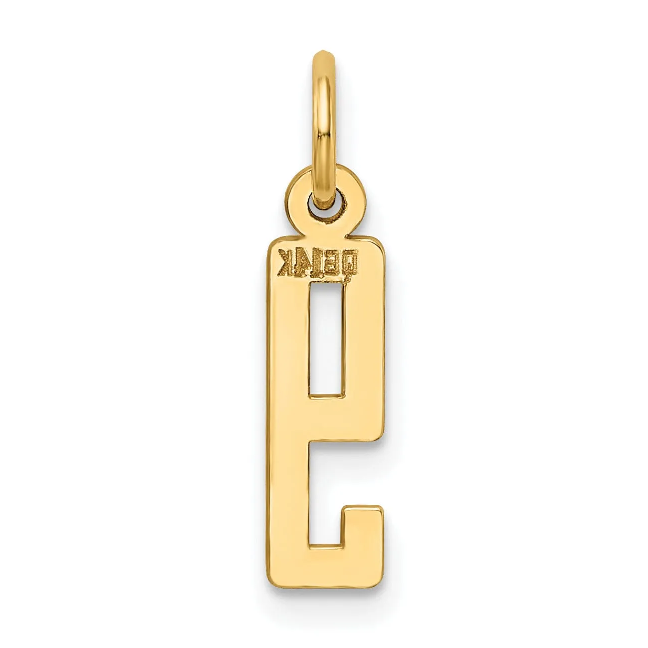 14K Yellow Gold Polished Finish Small Size Elongated Shape Number 9 Charm Pendant