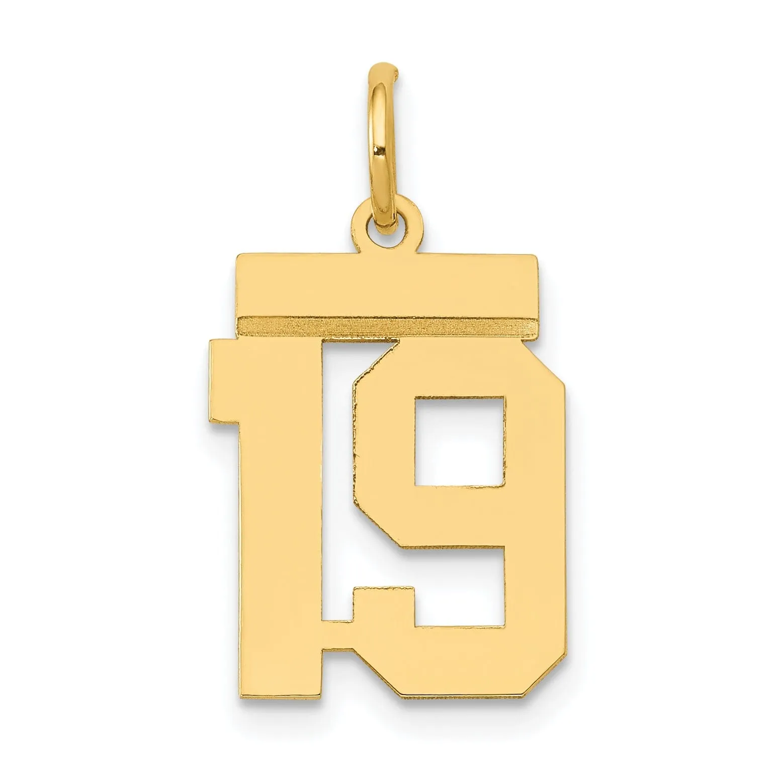 14k Yellow Gold Polished Finish Small Size Number 19 Charm Pendant