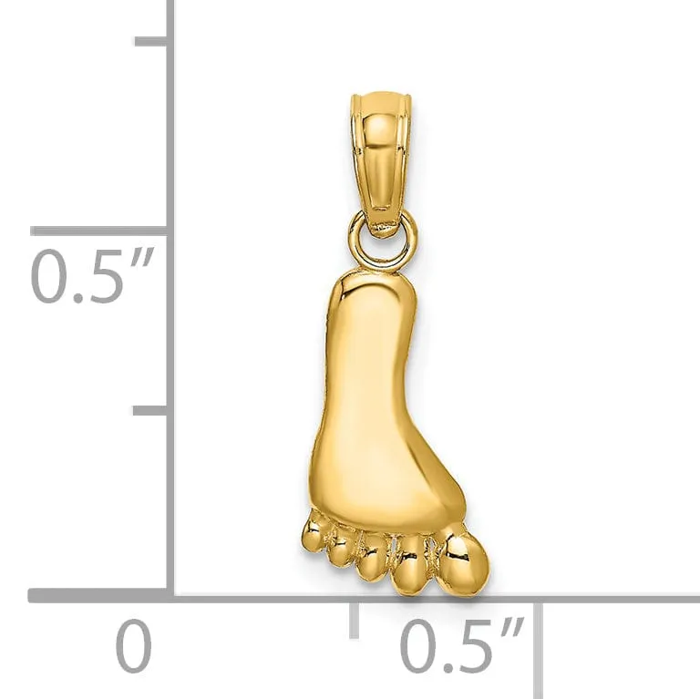 14K Yellow Gold Solid Polished Finish Barefoot Charm Pendant