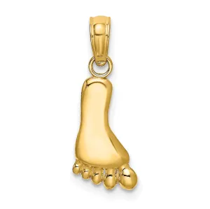 14K Yellow Gold Solid Polished Finish Barefoot Charm Pendant