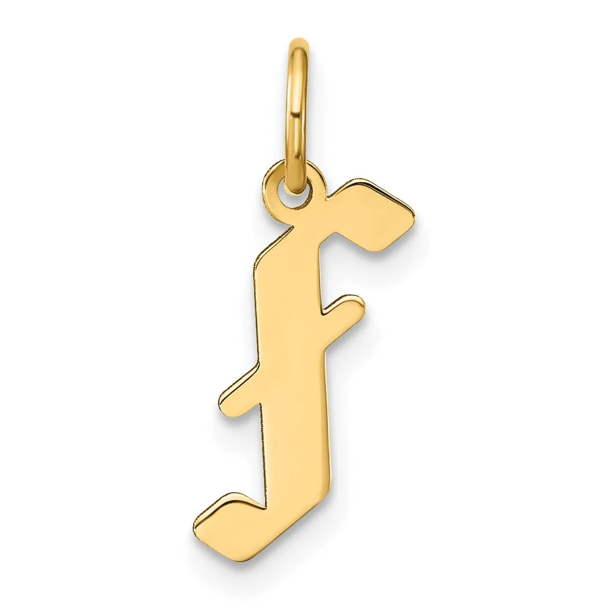 14K Yellow Gold Upper Case Letter F Initial Charm Pendant