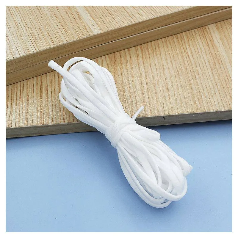 1/6 Inch(4mm)Flat Braided Elastic Cord/White Elastic Band (50 yards)