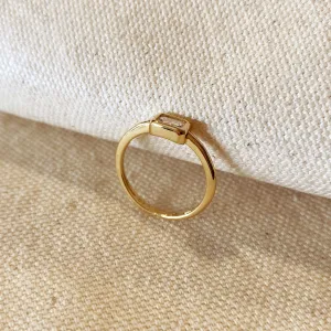 18k Gold Filled Rectangle Solitaire Ring