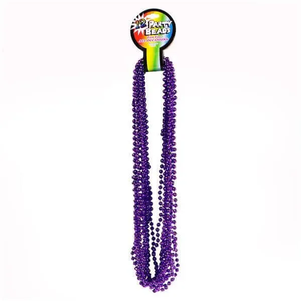 33" Purple Metallic Bead Necklaces (12 pack)