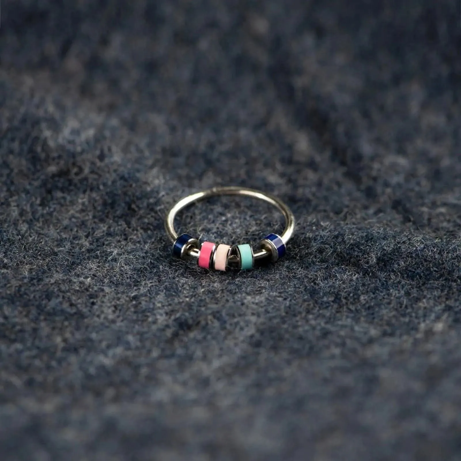 925 Silver Anti Stress Rotating Colorful Ring