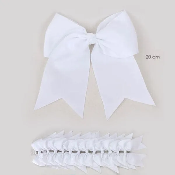 All White Cheer Shape Hair Bow 4701-WH1 (12 units)