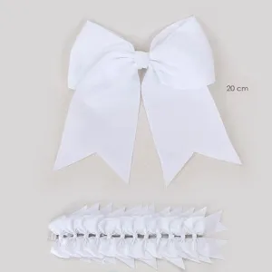 All White Cheer Shape Hair Bow 4701-WH1 (12 units)