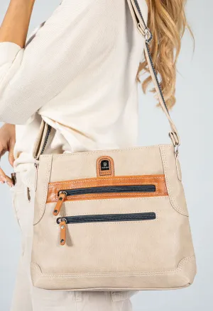 Almond and Navy Crossbody Bag