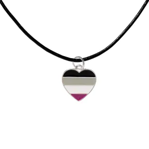 Asexual Heart Flag Black Cord Necklaces