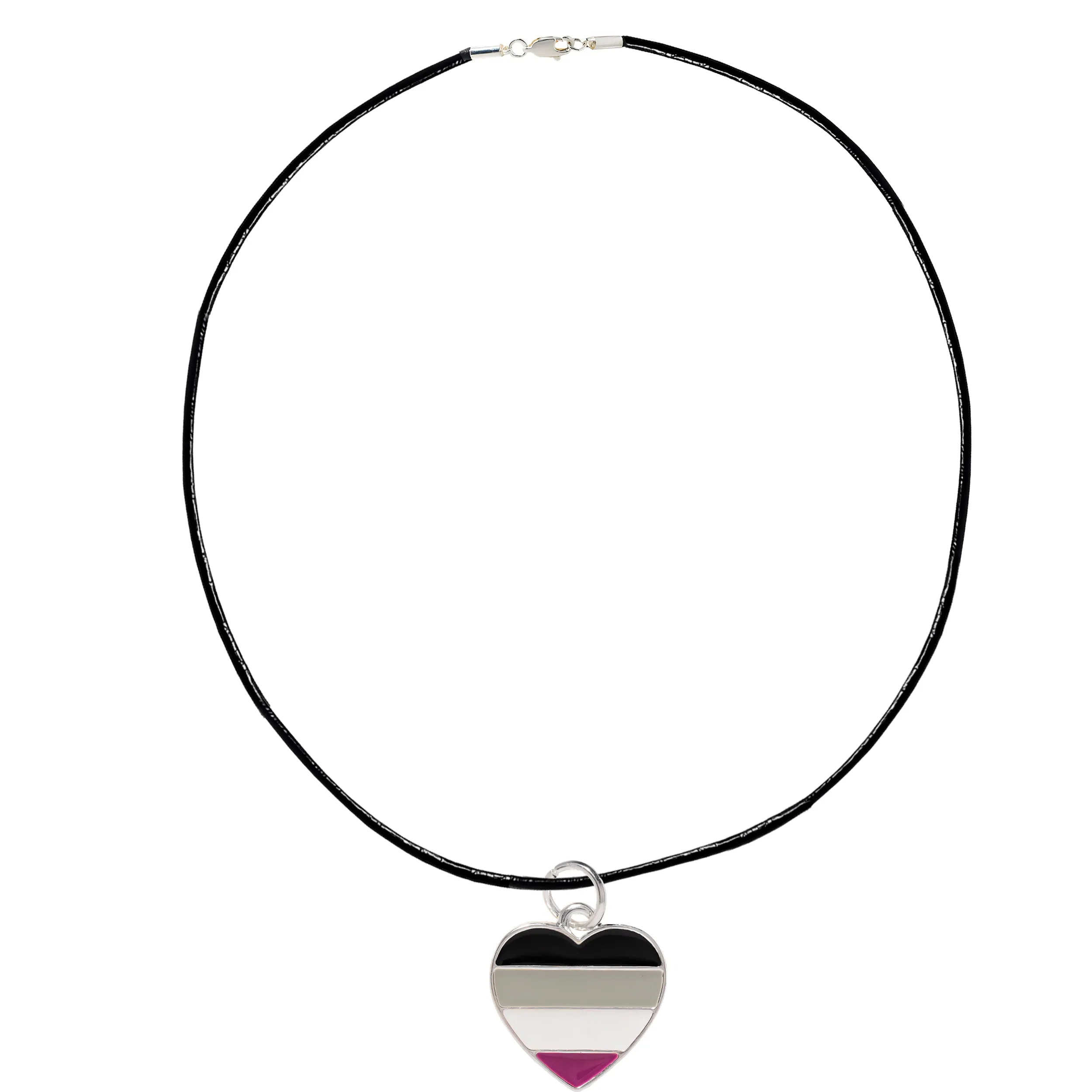 Asexual Heart Flag Black Cord Necklaces