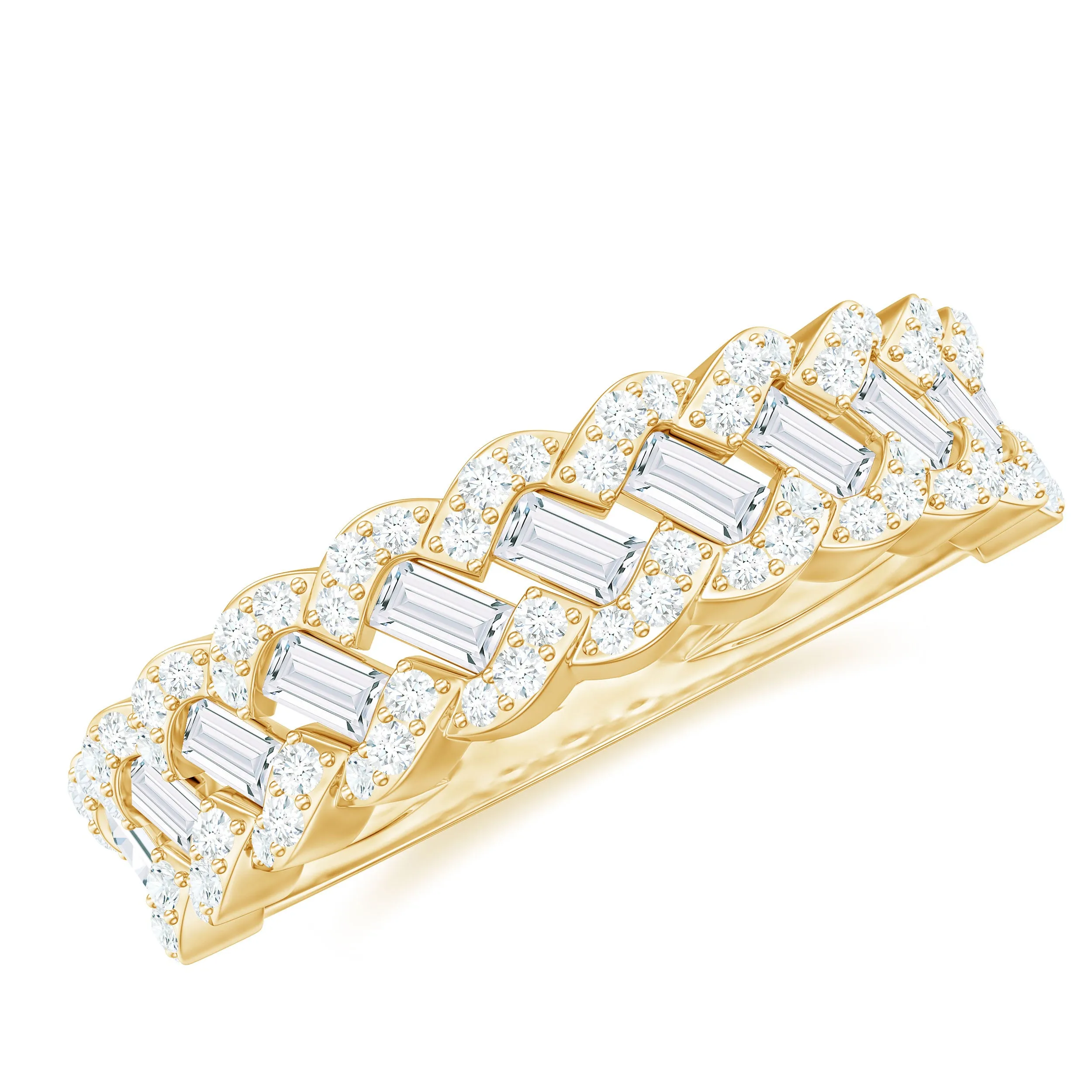 Baguette and Round Cut Zircon Braided Anniversary Ring