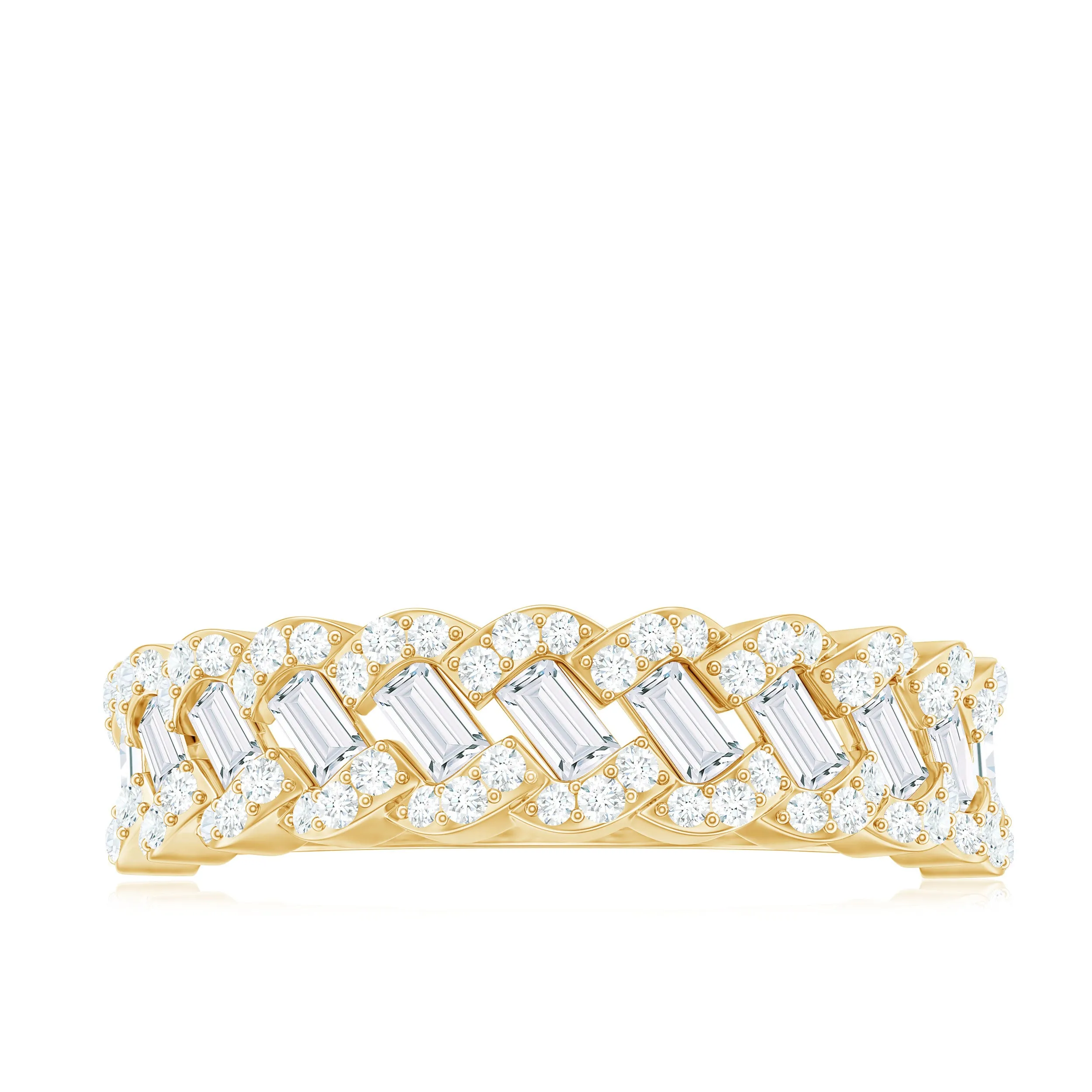 Baguette and Round Cut Zircon Braided Anniversary Ring