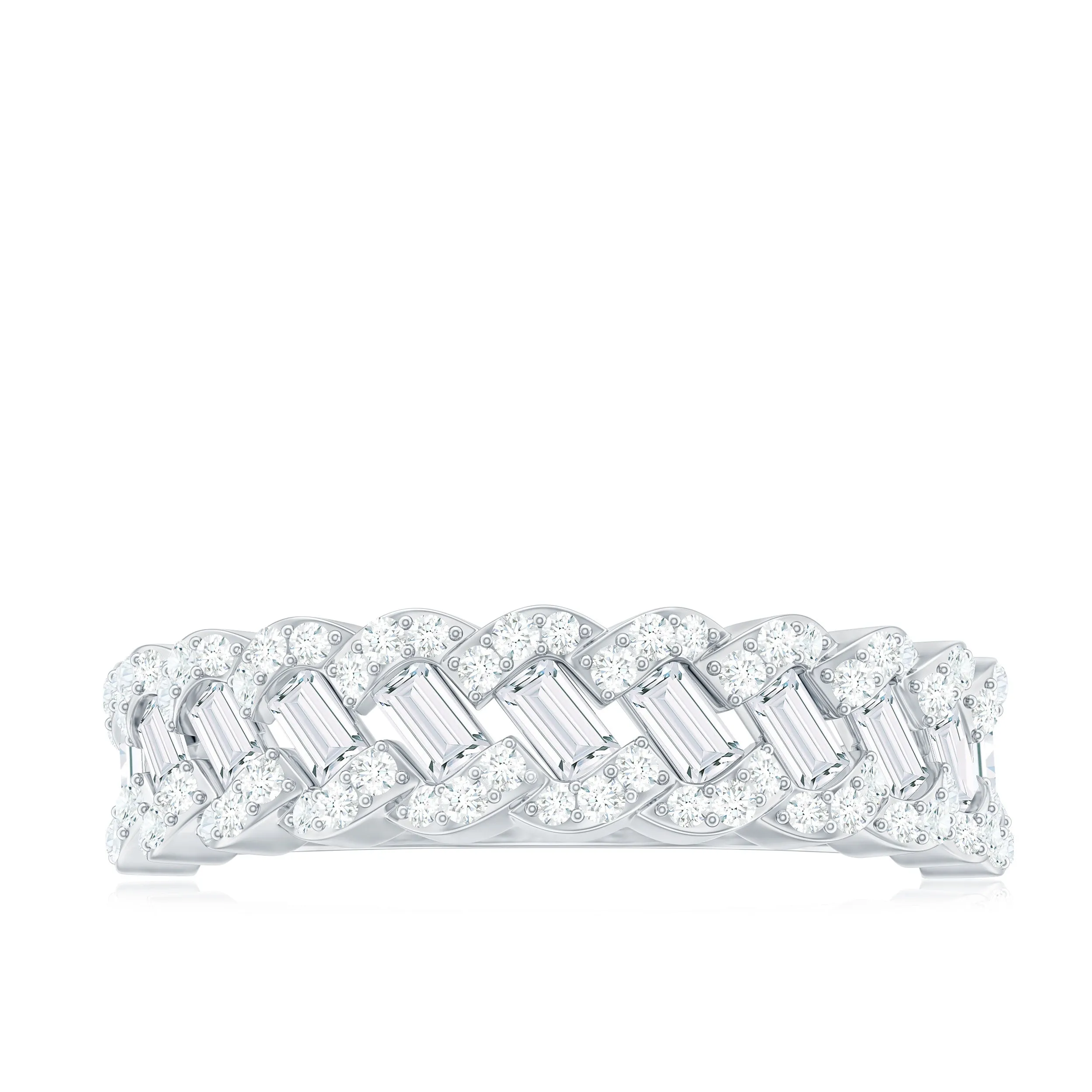 Baguette and Round Cut Zircon Braided Anniversary Ring