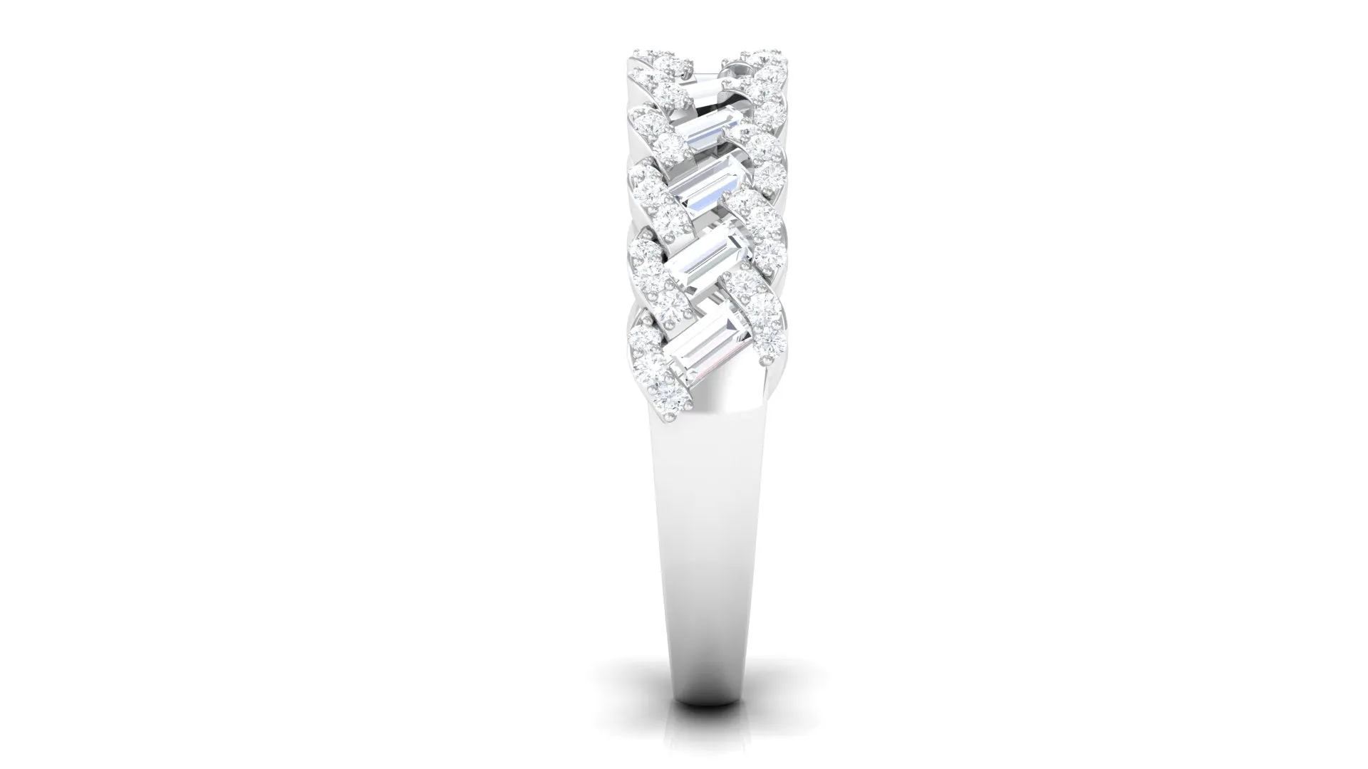 Baguette and Round Cut Zircon Braided Anniversary Ring