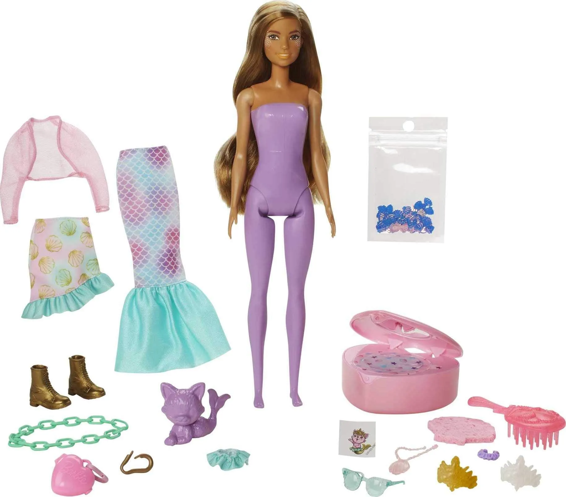 Barbie Color Reveal Peel Mermaid Fashion Reveal Doll Set with 25 Surprises