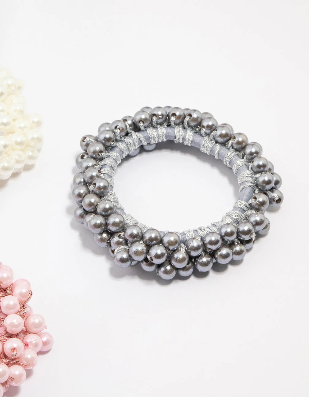 Beaded Pearl Cluster Hair Ties 3-Pack