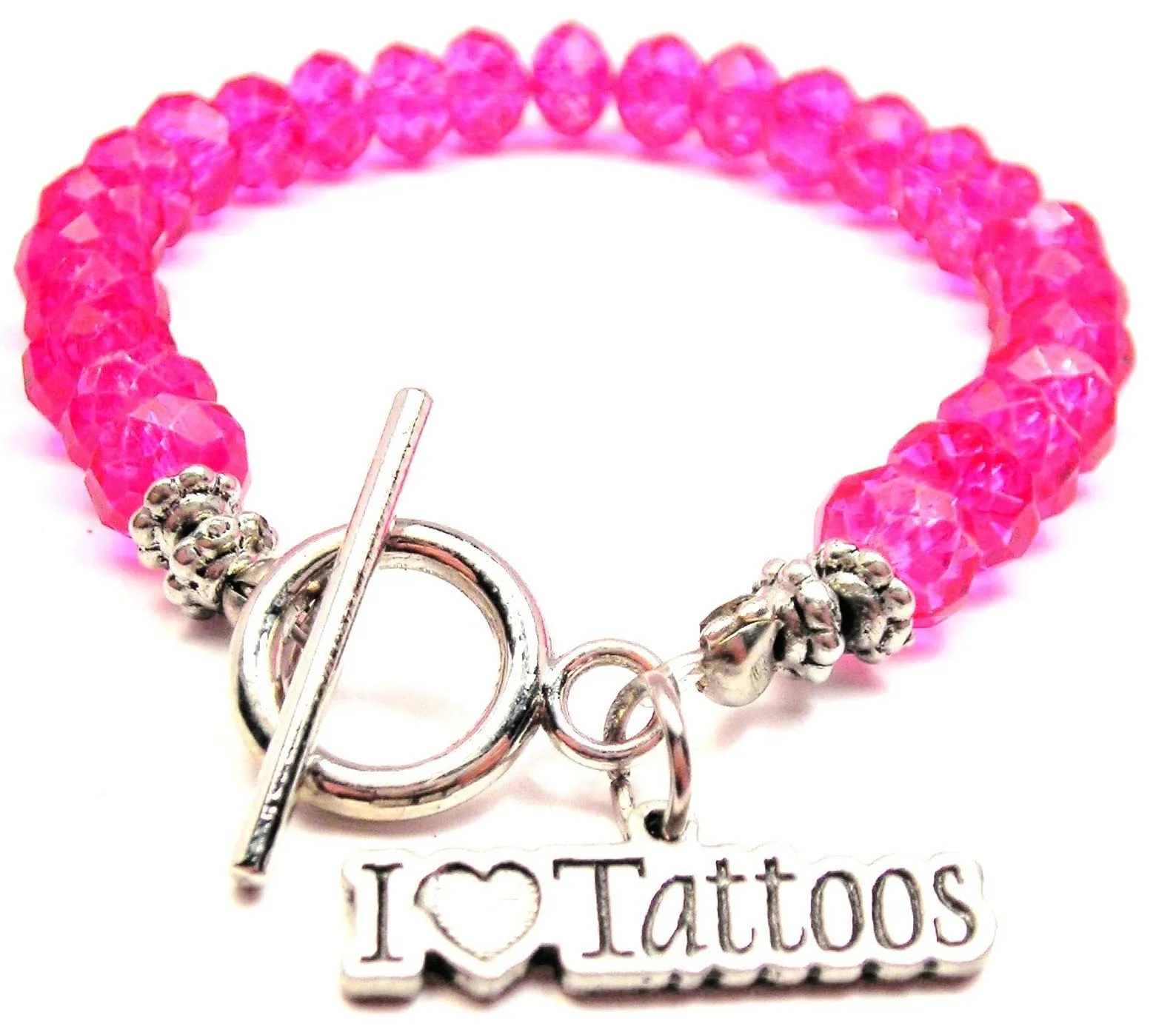 Beaded Style Toggle I Love Tattoos Crystal Beaded Toggle Style Bracelet