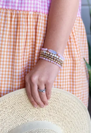 Cascading Beaded Bracelet Set in Pink