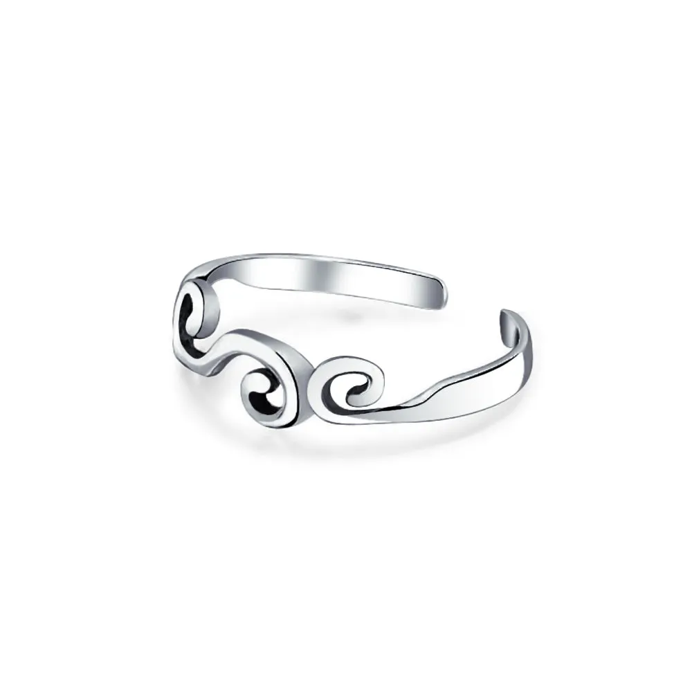 Celtic Scroll Spiral Midi Toe Ring .925 Silver Sterling Adjustable