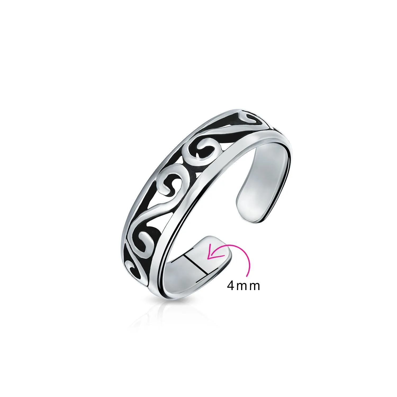 Celtic Scroll Spiral Midi Toe Ring .925 Silver Sterling Adjustable