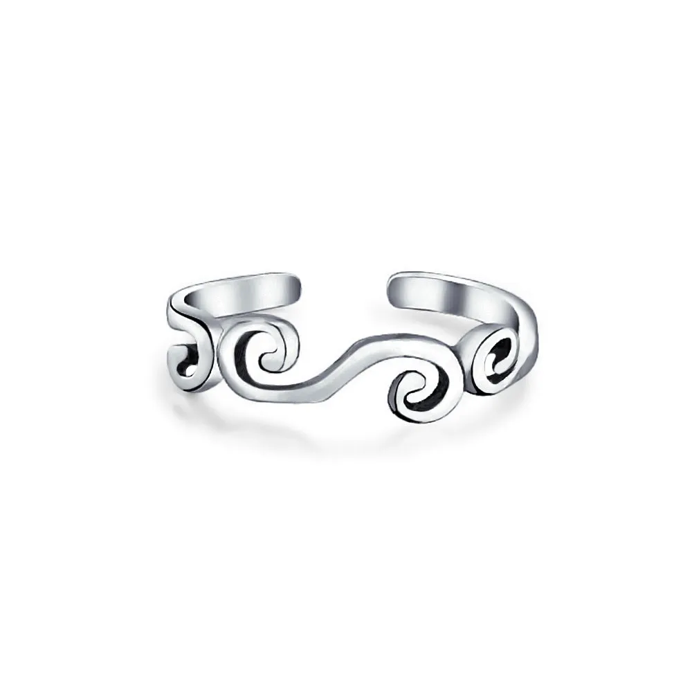 Celtic Scroll Spiral Midi Toe Ring .925 Silver Sterling Adjustable