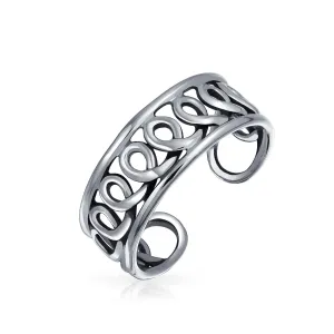 Celtic Scroll Spiral Midi Toe Ring .925 Silver Sterling Adjustable