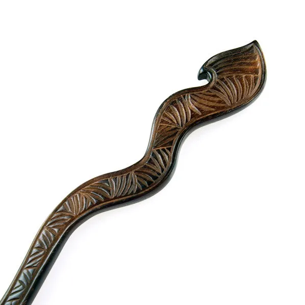 CrystalMood Handmade Carved Wood Hair Stick Brook