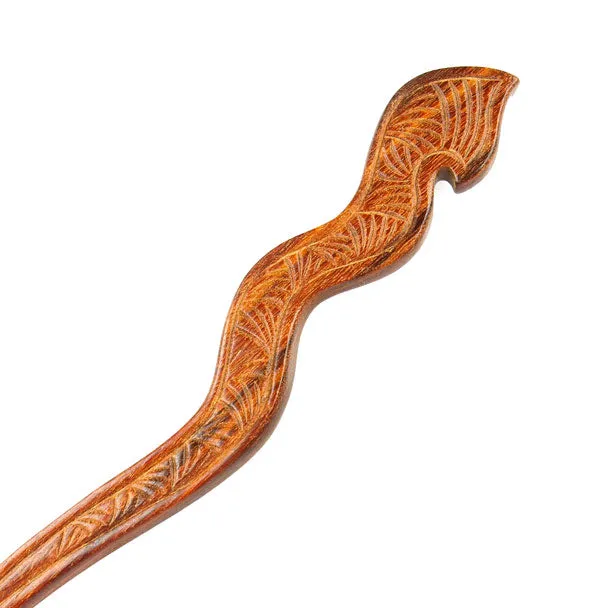 CrystalMood Handmade Carved Wood Hair Stick Brook