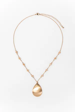 Eloise Metal Teardrop Crystal Necklace - Gold