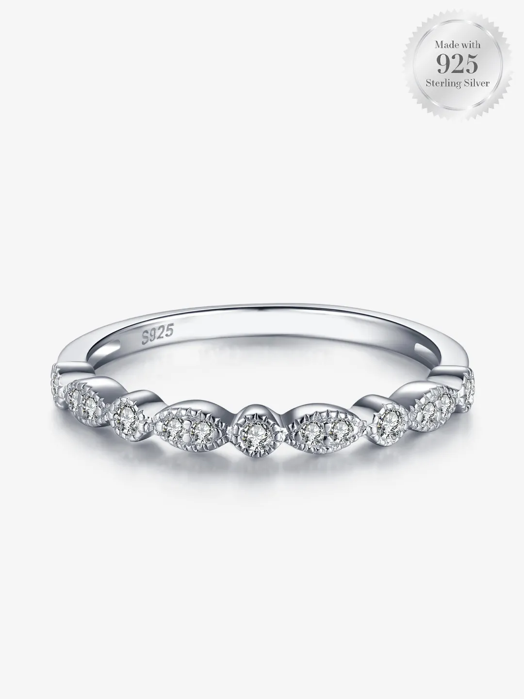 Elsa Vintage-Style Stackable Ring Band in Sterling Silver