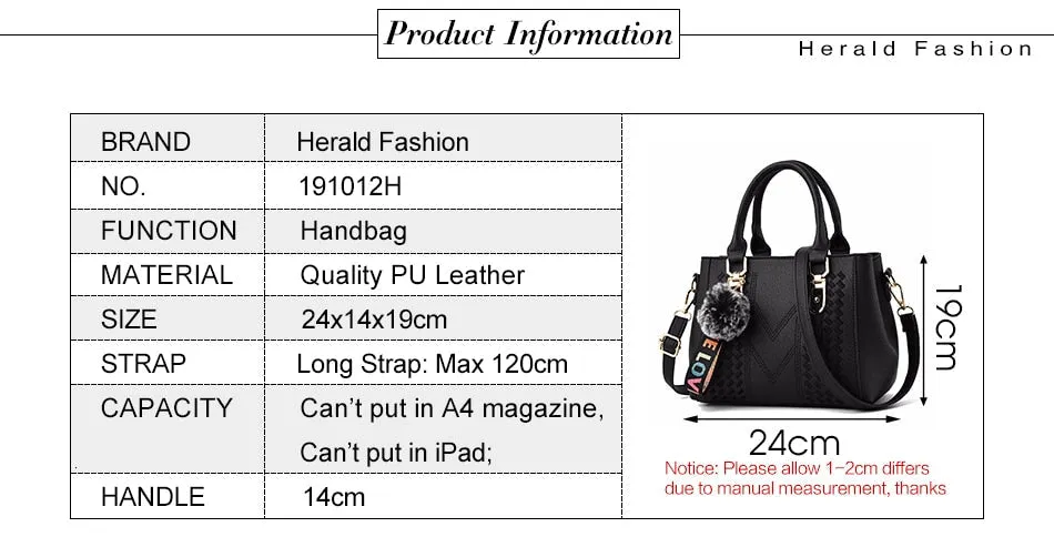 Embroidery Handbags with Fur Ball Designer PU Leather Shoulder Messenger Bag Office Crossbody Tote Bag Female Purse Handbag