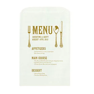 FLAT POCKET GOODIE BAG WITH UTENSIL MENU PRINT